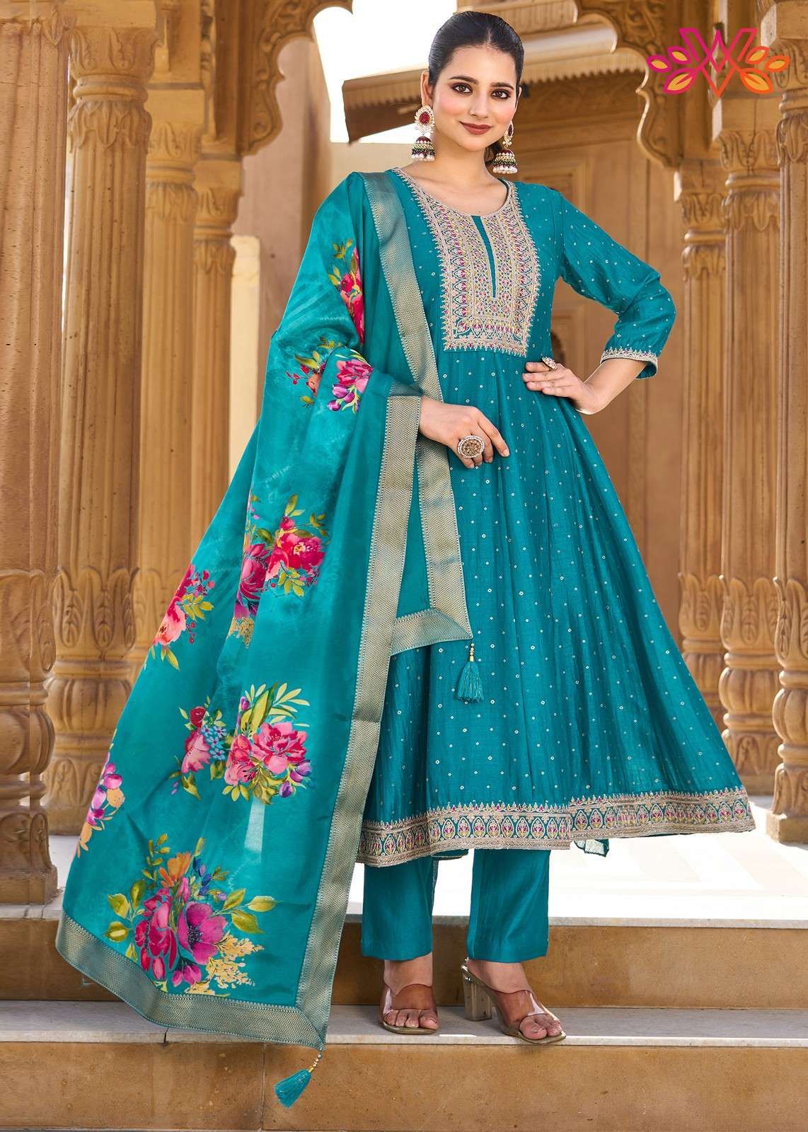 Rama Blue Anarkali Style ..